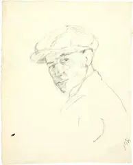 Alberto Giacometti, Diego à la casquette (recto) - Jeune homme accoudé et études des têtes (verso), circa 1920, Drawing in pencil