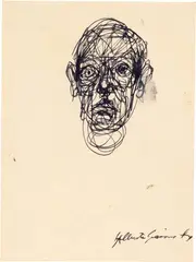 Alberto Giacometti, Tête, 1959, Pen and ink drawing on firm wove paper