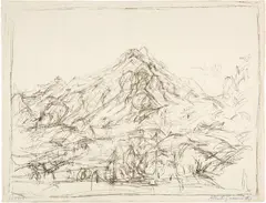 Alberto Giacometti, Pizzo della Margna vu de la maison des Giacometti à Maloja II, 1957, Lithograph on wove paper with watermark "Arches Mourlot"