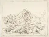 Alberto Giacometti, Pizzo della Margna vu de la maison des Giacometti à Maloja II, 1957, Lithograph on wove paper with watermark "Arches Mourlot"