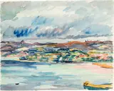 Giovanni Giacometti, Küstenlandschaft Siziliens, Circa 1931, Watercolour over preliminary drawing in pencil on heavy watercolour paper