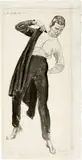 Ferdinand Hodler, Auszug der deutschen Studenten in den Freiheitskrieg von 1813, Studie zu Einzelfigur, 1908, Brush and ink over pencil drawing on Fabriano wove paper with watermark