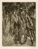 Ernst Ludwig Kirchner, Sich anbietende Kokotte, 1914, Line etching with acid stains and strong plate tone on strong velin paper