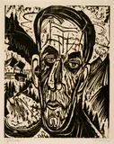 Ernst Ludwig Kirchner, Kopf Henry van de Velde, hell - Van de Velde zwischen Bergen, 1917, Woodcut