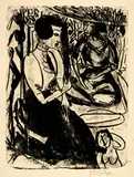 Ernst Ludwig Kirchner, Gerda und Erna, 1912, Lithograph on smooth chamois wove paper