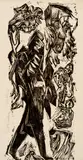 Ernst Ludwig Kirchner, Der aufgeregte Dichter Leonhard Frank, 1918, Woodcut on blotting paper