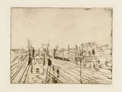 Paul Klee, Bahnhof, 1911. Work number 1911.26, Drypoint on celluloid on heavy Japan paper