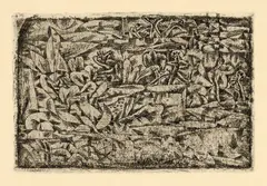 Garten der Leidenschaft by Paul Klee, 1913. Work number 1913.155, Etching on zinc on sturdy, yellowish wove paper. In original portfolio (black half-cardboard cover) with silver embossin, sold Sep 2025