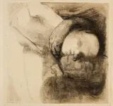 Käthe Kollwitz, Tod, Frau und Kind, 1910, Etching, drypoint, burnisher and vernis mou, reworked with charcoal and opaque white on strong velin paper