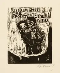 Mädchen ein Kind tragend by Käthe Kollwitz, Spring 1922, Woodcut on ribbed laid paper, sold Sep 2025