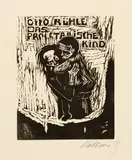 Käthe Kollwitz, Mädchen ein Kind tragend, Spring 1922, Woodcut on ribbed laid paper