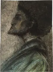 Alfred Kubin, Prophet, 1904, Pastel over pen and ink drawing, partially washed, on strong wove paper