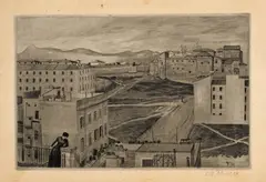 Max Klinger, Blick aus dem Atelierfenster, 1890, Etching on laid paper