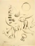 Fernand LÃ©ger, Femmes et clef - Ãtude pour la danseuse, 1928, Pencil on laid paper with watermark "Charente MD"