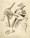 Fernand Léger, Composition aux clefs et buste avec objets, Circa 1928-1930, Pencil on laid paper with watermark