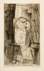Louis Marcoussis, Guillaume Apollinaire, 1912-1920, Etching, aquatint and drypoint on Arches laid paper with watermark