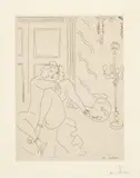Henri Matisse, Nu dans un intérieur avec lampe vénitienne et poissons rouges, 1929, Etching on chine appliqué on Arches wove paper