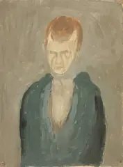 Otto Meyer-Amden, Halbbildnis eines stehendes Mannes, Circa 1913, Oil on heavy wove paper