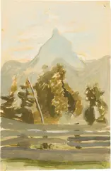Otto Meyer-Amden, Amdener Landschaft mit Blick auf den "Goggeien", 1913, Oil on wove paper on cardboard
