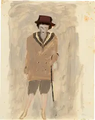 Otto Meyer-Amden, Junger Mann mit Stock, 1913, Oil on wove paper