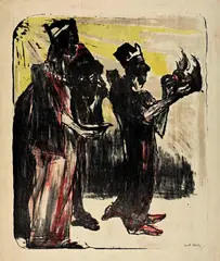 Die Heiligen Drei Könige by Emil Nolde, 1913, Colour lithograph on thin Japan laid paper, sold Sep 2025