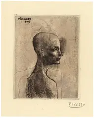 Pablo Picasso, Buste d'homme, Paris, February 1905, Drypoint on laid paper