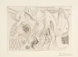 Pablo Picasso, Figures - Deux femmes nues sur un canapé avec une table basse, 1927, Etching on Arches laid paper with watermark