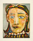 Pablo Picasso, Tête de femme n° 1. Portrait de Dora Maar, Paris, January to June 1939, Colour aquatint, scraper and drypoint on Montval laid paper with watermark "Picasso"