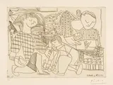 Pablo Picasso, Françoise, Claude, Paloma: La lecture et les jeux. I, Paris, 15 January 1953, Etching on Arches laid paper with watermark