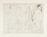 Pablo Picasso, Peintre et modèle, avec une spectatrice, Mougins, 5 December 1963, Etching on wove paper