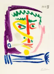 Pablo Picasso, Fumeur. III, Mougins, 27 August 1964, Colour aquatint with splatter technique on strong Richard de Bas laid paper with watermark