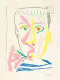 Fumeur. II by Pablo Picasso, Mougins, 19 August 1964, Vernis mou, monotype-like printed (à la poupée) on strong Richard de Bas laid paper with watermark, sold Sep 2025