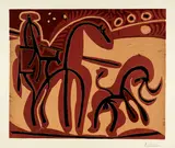 Picador et taureau by Pablo Picasso, Cannes, 5/6 September 1959, Colour linocut on Arches wove paper with watermark, sold Sep 2025