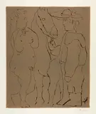 Picador debout avec son cheval et une femme by Pablo Picasso, Cannes, 25 September 1959, Colour linocut on Arches wove paper with watermark, sold Sep 2025