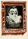 Portrait de Jacqueline à la fraise by Pablo Picasso, 1962, Colour linocut on strong wove paper, sold Sep 2025