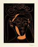 Jacqueline au chapeau à fleurs. I by Pablo Picasso, Mougins, 19 February 1962, Colour linocut on Arches wove paper with watermark, sold Sep 2025