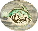 Poisson bleu by Pablo Picasso, 1953, White faience, painted, glazed; ceramic, Madoura edition, sold Sep 2025