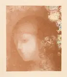 Odilon Redon, Tête d'enfant avec fleurs, 1897, Hand-coloured lithograph on chine collé on strong wove paper