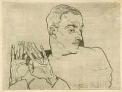 Egon Schiele, Bildnis Arthur Roessler, 1914, Drypoint on Japan paper