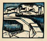Karl Schmidt-Rottluff, Dünen und Mole, 1917, Colour woodcut on wove paper