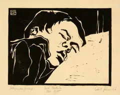 Karl Schmidt-Rottluff, Schlafender Junge, 1905, Woodcut on laid paper