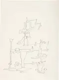 Yves Tanguy, Formes-Sculpture, 1938, Pencil and coloured pencil, smudged in places, on Rives wove paper with watermark