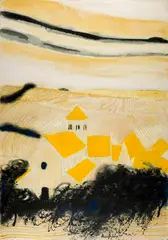 André Brasilier, Village de St-Gilles en été, 1971, Oil on canvas