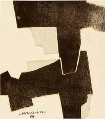 Eduardo Chillida, Sin título, 1968, Collage, cut-outs from dark brown and white cardboard on cream wove paper