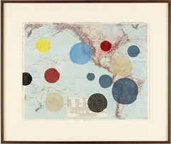 Bharti Kher, I've seen more things than I dare to remember 2, 2015, Coloured Bindis on flight route map