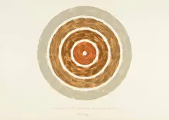 Richard Long, Cornwall, Devon, Somerset Avon Mud Circles, 1982, Mixed media on white cardboard