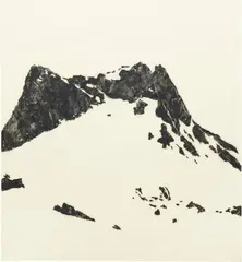 Alois Lichtsteiner, Ohne Titel (Berg), 2010, Woodcut, monotype-like coloured on Tosa Shoji Japan paper