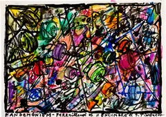 Jean Tinguely, Pandemonium - Ferrailleux et "Encombré", Felt-tip pen, pastel, watercolour and gouache on wove paper