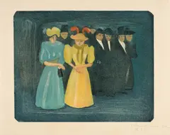 Edvard Munch, Nächtliche Strassenszene - Street Scene at Night, 1897, Mezzotint and drypoint