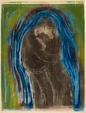 Edvard Munch, Der Kuss II - The Kiss II, 1897, Colour woodcut on copperplate paper